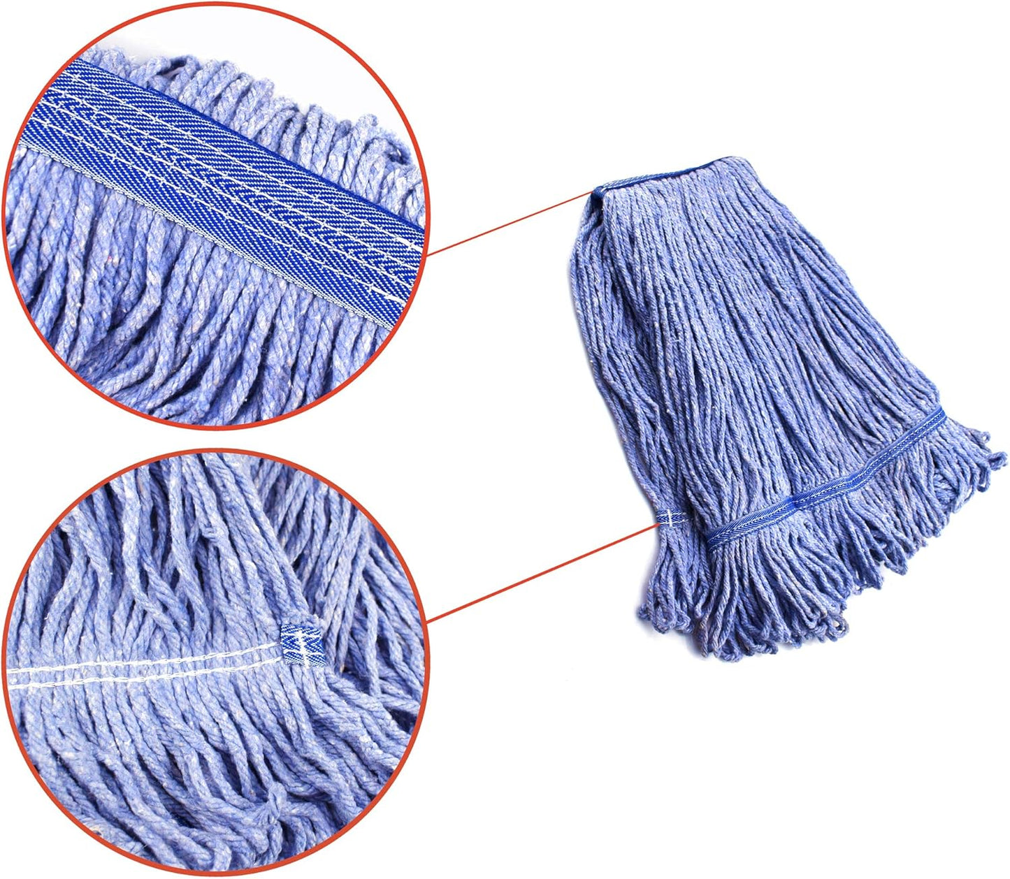 String Mop Heads Replacement Heavy Duty Commercial Grade Blue Cotton Looped End Wet Industrial Cleaning Mop V1258-DP02-WO-113