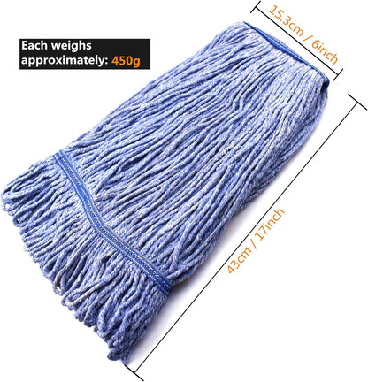 String Mop Heads Replacement Heavy Duty Commercial Grade Blue Cotton Looped End Wet Industrial Cleaning Mop V1258-DP02-WO-113