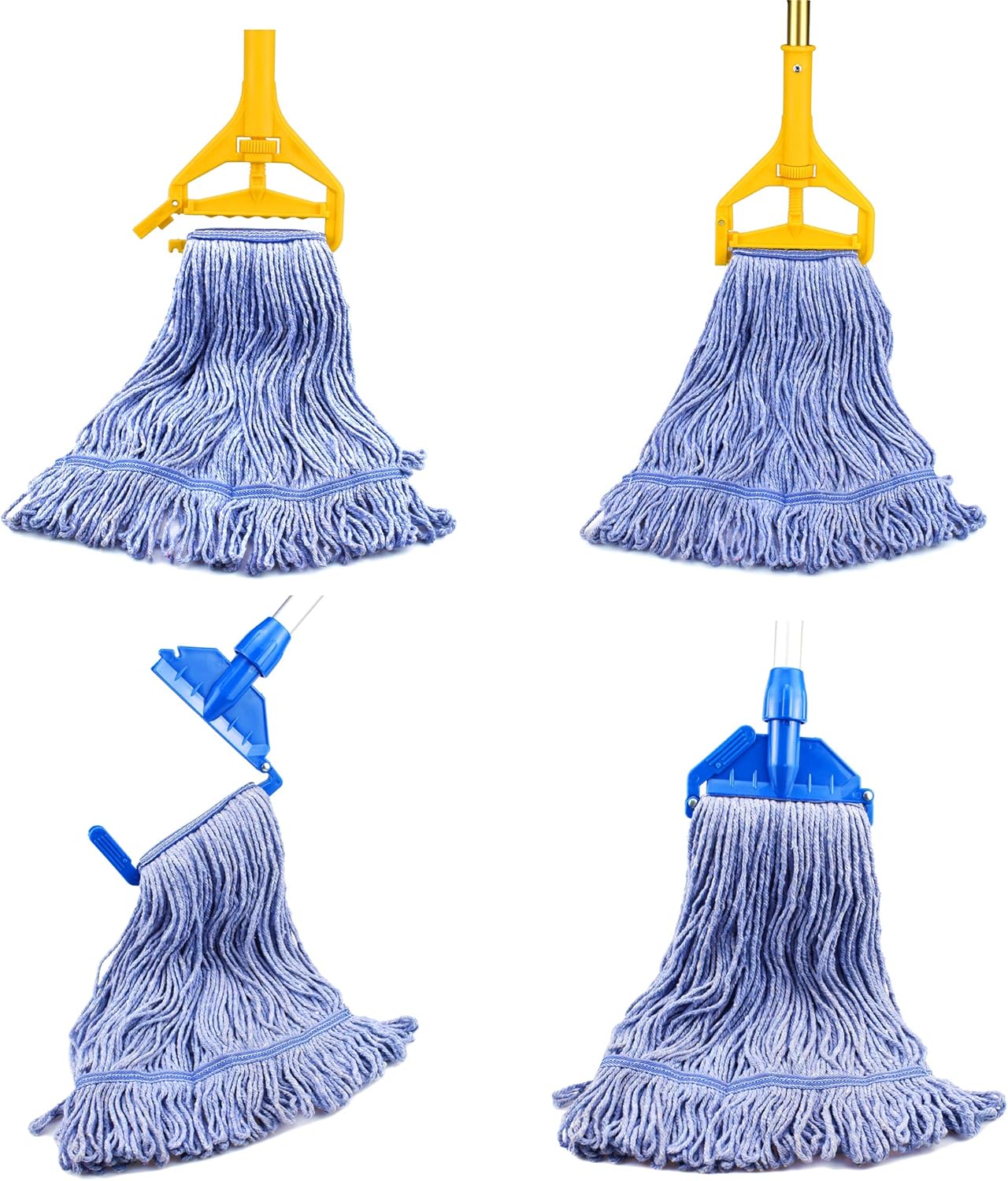 String Mop Heads Replacement Heavy Duty Commercial Grade Blue Cotton Looped End Wet Industrial Cleaning Mop V1258-DP02-WO-113