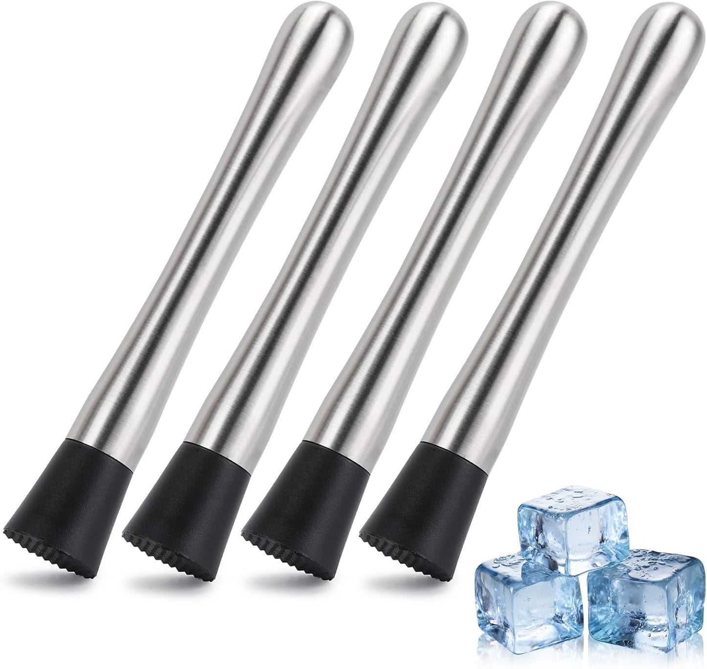 4 Pack Muddlers for Cocktail 304 Stainless Steel Fruit Crusher 8.3" Long Ice Crusher for Bar Party and Home V1258-DP02-WO-117
