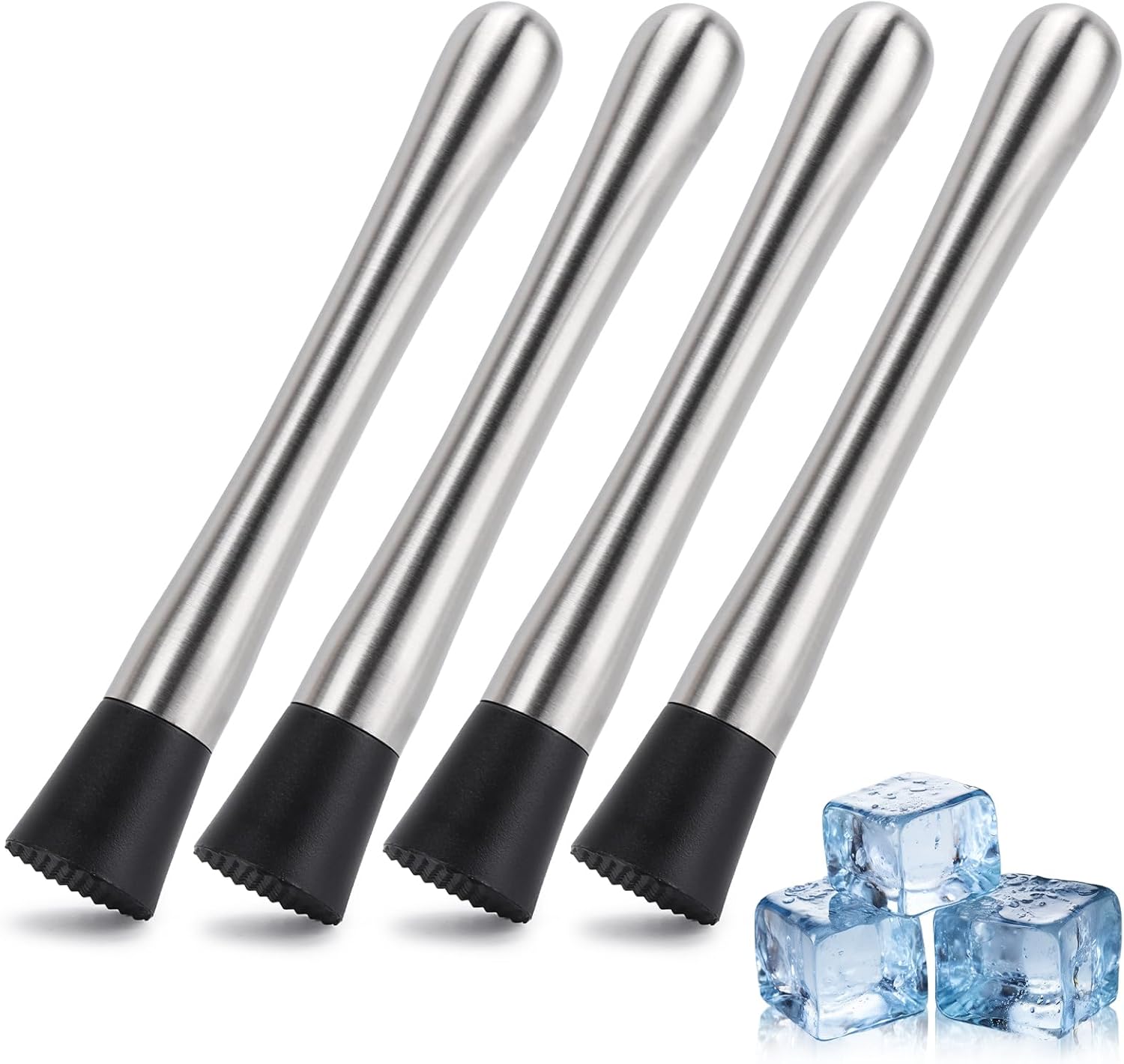 4 Pack Muddlers for Cocktail 304 Stainless Steel Fruit Crusher 8.3" Long Ice Crusher for Bar Party and Home V1258-DP02-WO-117