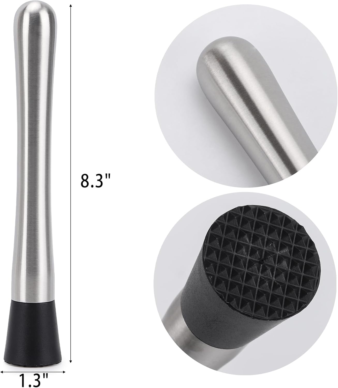 4 Pack Muddlers for Cocktail 304 Stainless Steel Fruit Crusher 8.3" Long Ice Crusher for Bar Party and Home V1258-DP02-WO-117