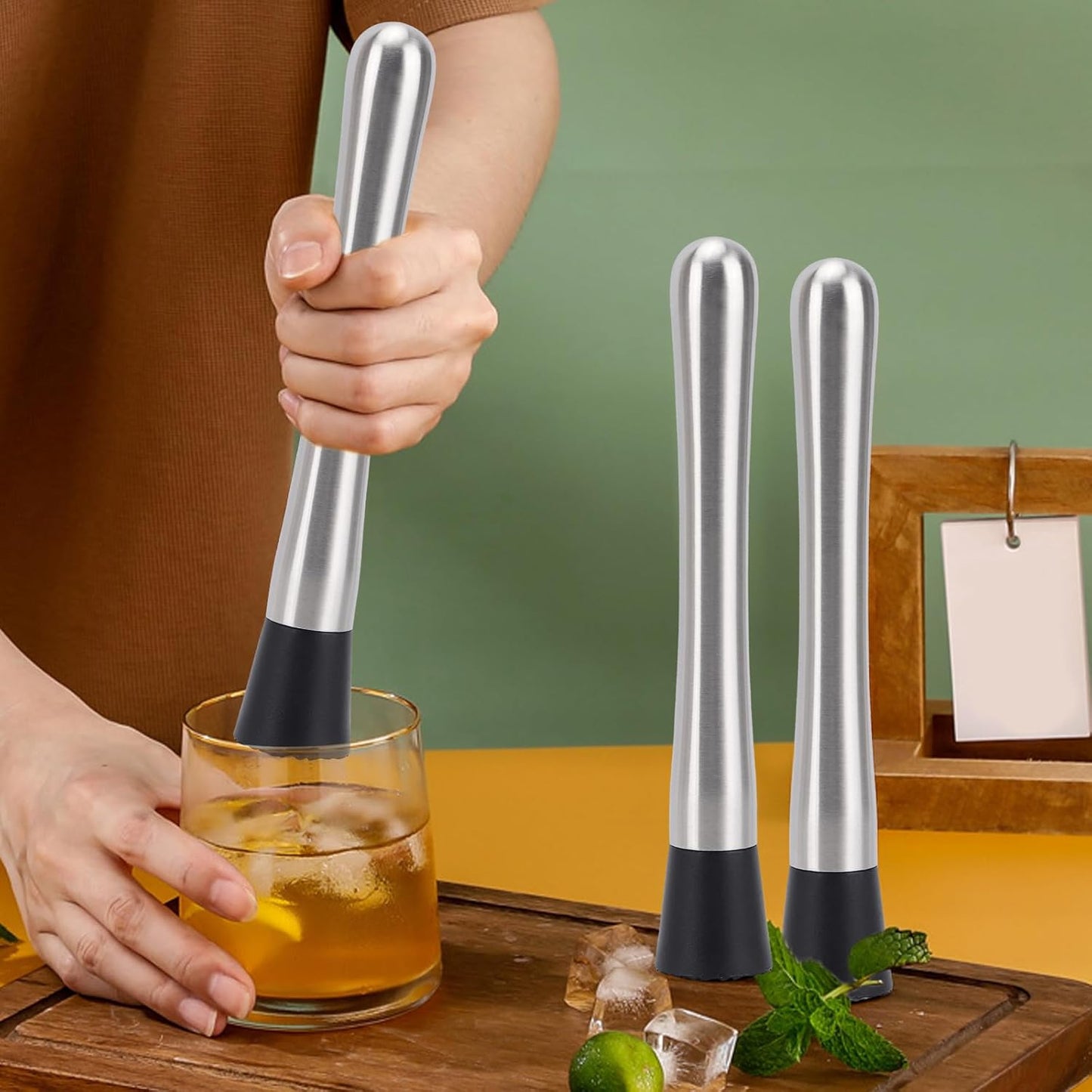 4 Pack Muddlers for Cocktail 304 Stainless Steel Fruit Crusher 8.3" Long Ice Crusher for Bar Party and Home V1258-DP02-WO-117
