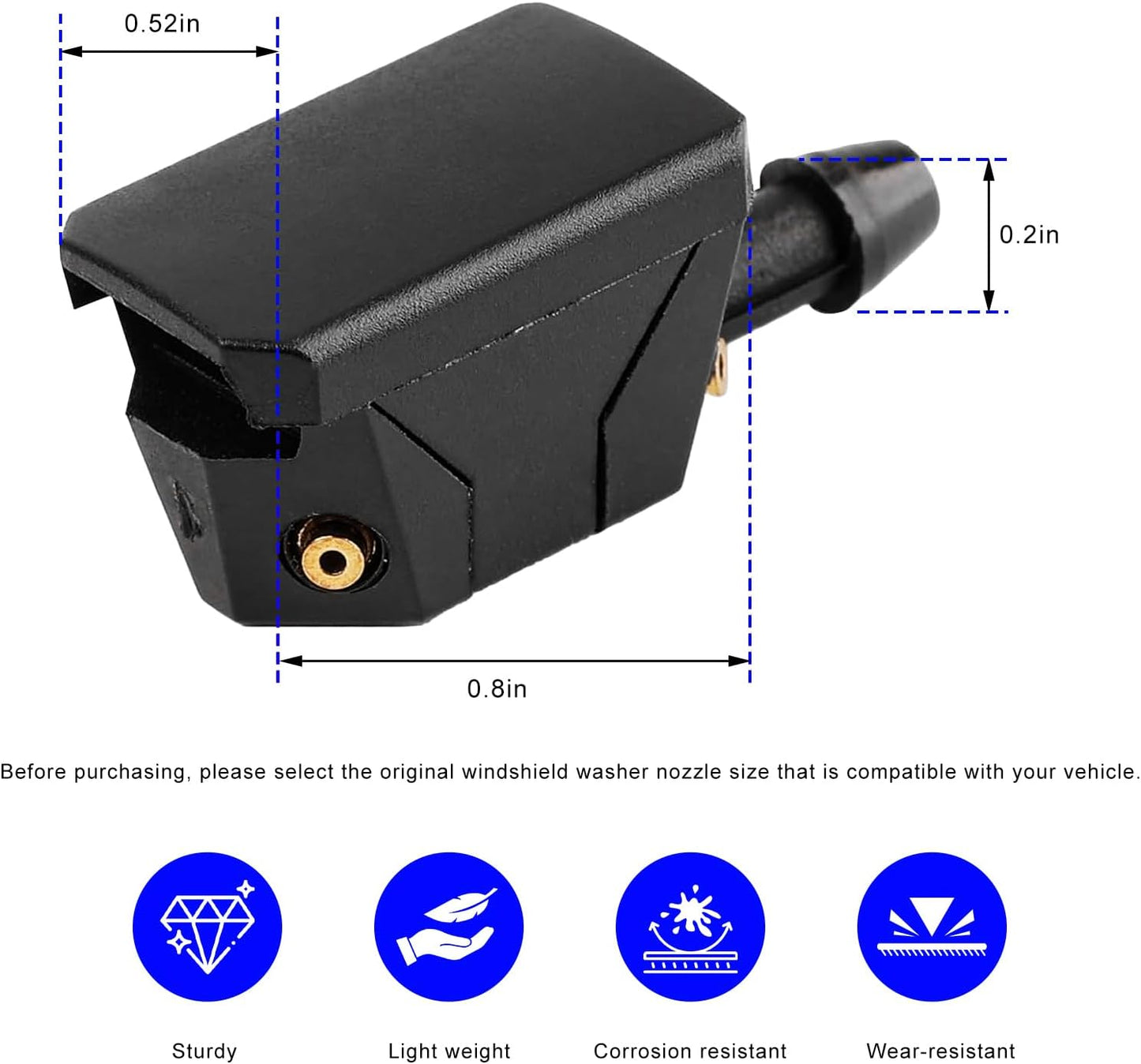 4 PCS Front Windshield Washer Nozzles, 4 Holes Car Windshield Washer Wiper Arm Sprayer, Auto Left Right V1258-DP02-WO-121