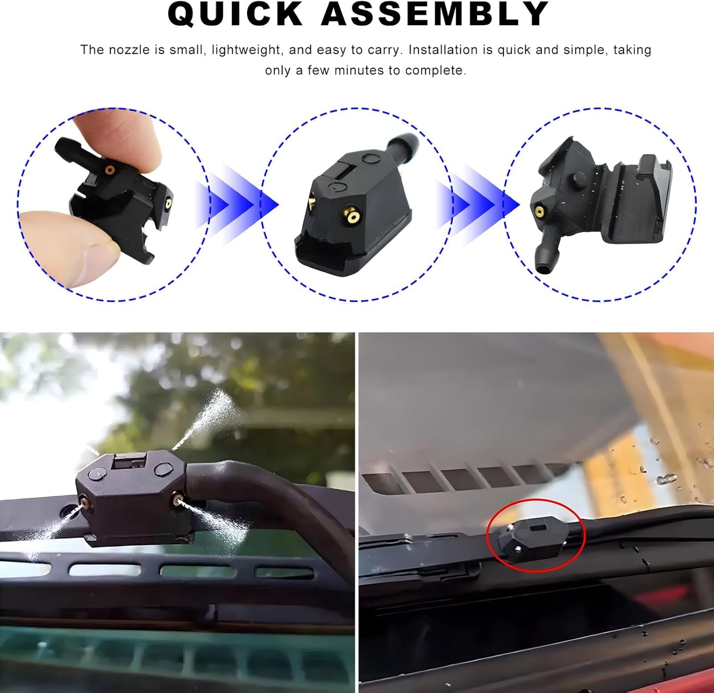 4 PCS Front Windshield Washer Nozzles, 4 Holes Car Windshield Washer Wiper Arm Sprayer, Auto Left Right V1258-DP02-WO-121