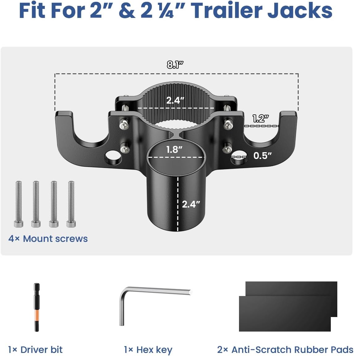 Aluminum Trailer Towing Chain Organizer with 7-Way Plug Holder- Heavy-Duty RV Tongue Jack Accessories V1258-DP02-WO-127