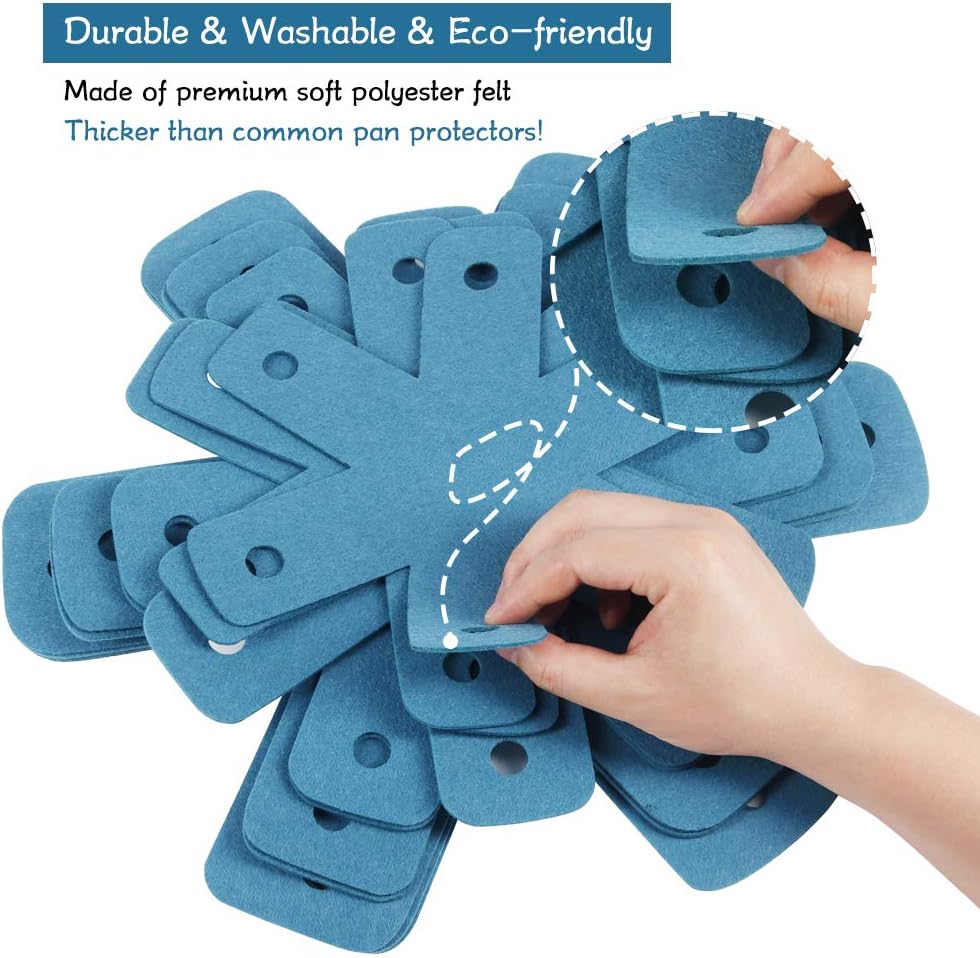 Pot Pan Protectors, Set of 12 and 4 Different Sizes, Larger & Thicker Cyan Pan Protector Pads, Pan Pot V1258-DP02-WO-128
