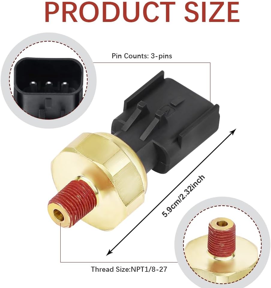 Engine Oil Pressure Sensor Switch, Oil Sending Unit, Engine Oil Pressure Sensor Sender Switch Compatible with V1258-DP02-WO-130
