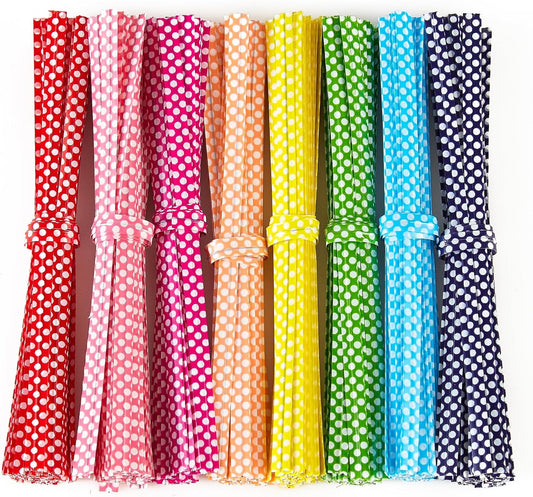 100 PCS 4" Polka-Dotted Bag Twist Ties,Mixed 8 Colors Plastic Twist Ties Bread Bags Ties for Candy Cookies V1258-DP02-WO-131