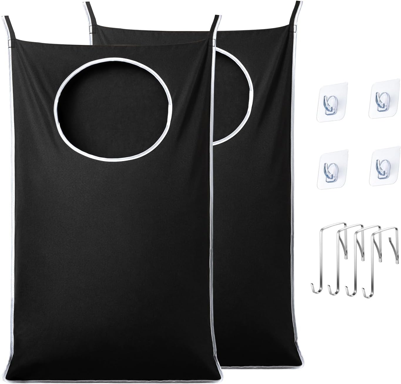 2 Pack XL Hanging Laundry Hamper, Extra Large Tear-Resistant Door Organizer with 2 Hook Types, Space-Saving V1258-DP02-WO-134