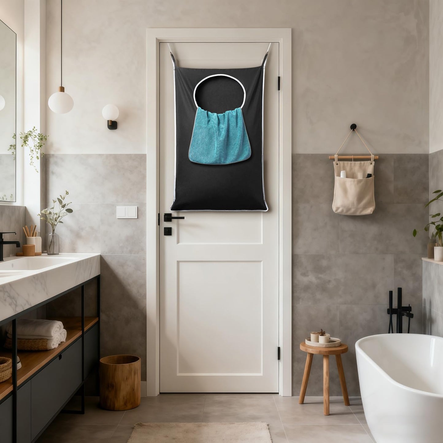 2 Pack XL Hanging Laundry Hamper, Extra Large Tear-Resistant Door Organizer with 2 Hook Types, Space-Saving V1258-DP02-WO-134
