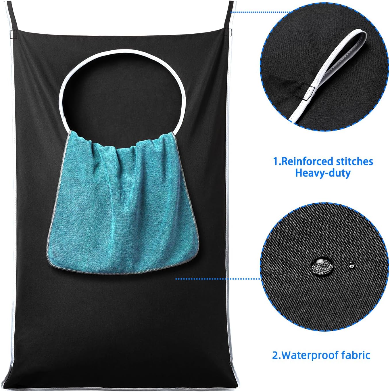 2 Pack XL Hanging Laundry Hamper, Extra Large Tear-Resistant Door Organizer with 2 Hook Types, Space-Saving V1258-DP02-WO-134