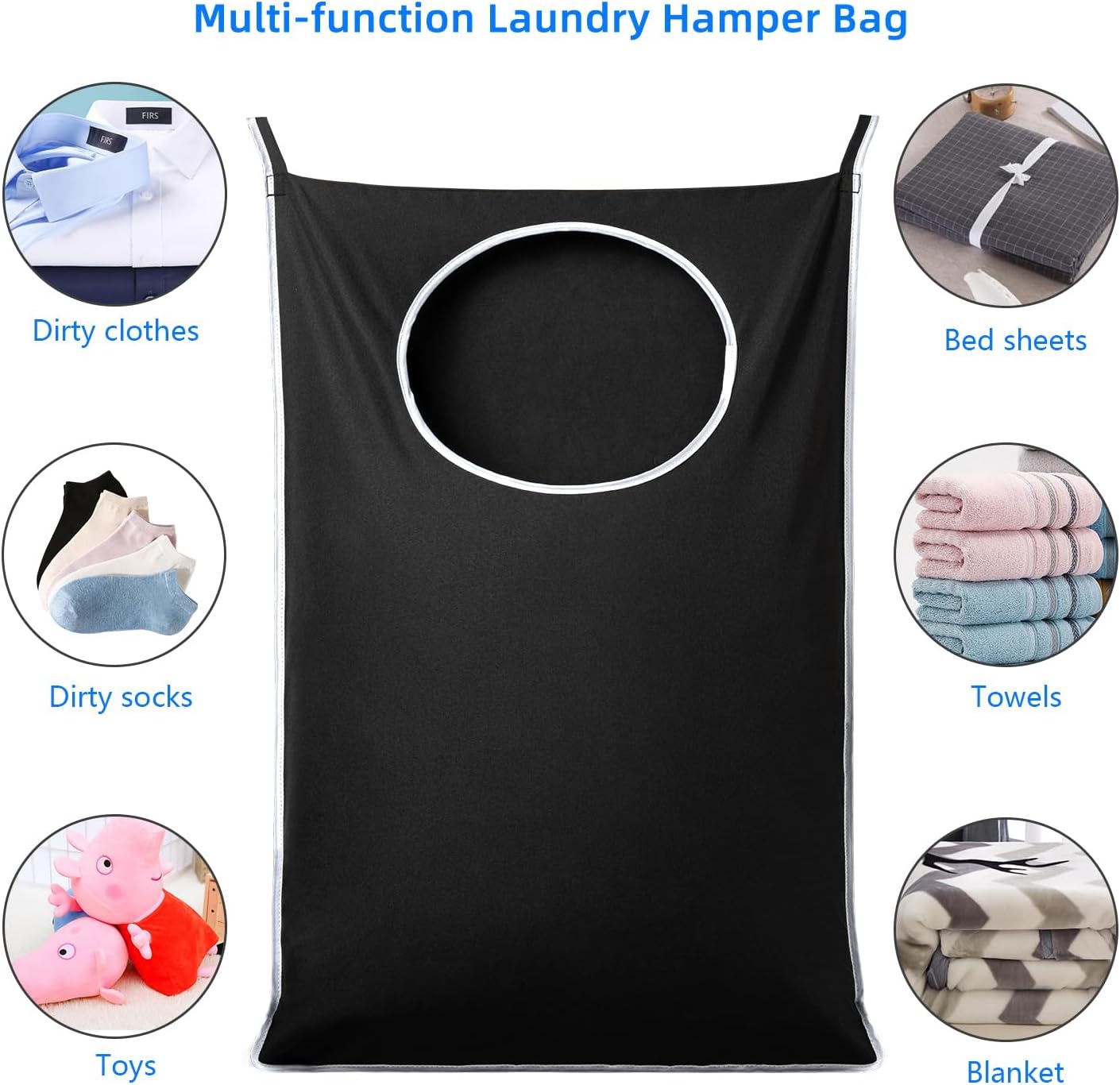 2 Pack XL Hanging Laundry Hamper, Extra Large Tear-Resistant Door Organizer with 2 Hook Types, Space-Saving V1258-DP02-WO-134