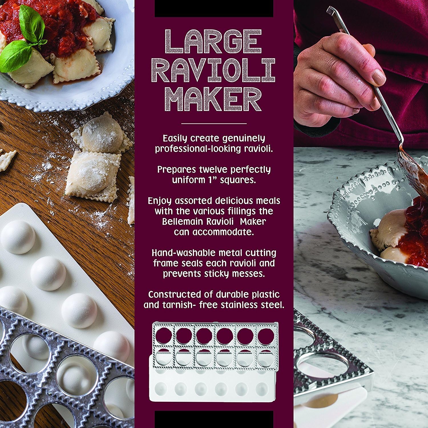 Ravioli Maker Press | Pelmeni Mold, Pierogi Press, Potsticker Meat Pie Dumpling Maker, Ravioli Stamp Pasta V1258-DP02-WO-139