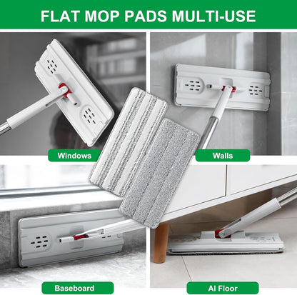Flat Mop Pads, 3 Pack 13" X 4.9" Microfiber Mop Pad/Refill/Head, Mop Pads Washable Microfiber Squeeze V1258-DP02-WO-14