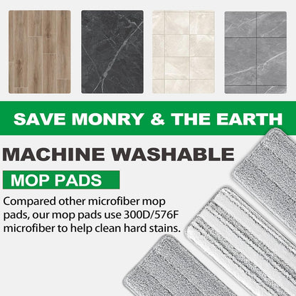 Flat Mop Pads, 3 Pack 13" X 4.9" Microfiber Mop Pad/Refill/Head, Mop Pads Washable Microfiber Squeeze V1258-DP02-WO-14