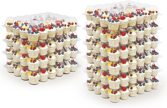 24 Count x 10 Sets Plastic Cupcake Containers, Durable and BPA-Free Cupcake Holder with Lid for Easy V1258-DP02-WO-142