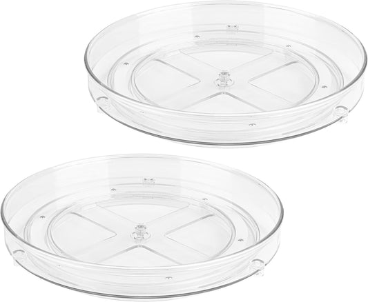 Clear Lazy Susan Organizer (Pack of 2) 9 Inch Turntable for Kitchen, Pantry, Fridge, Bathroom, and Vanity V1258-DP02-WO-146