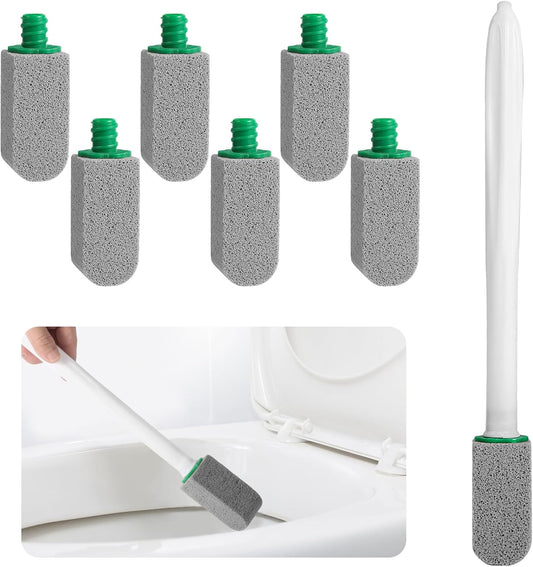 Pumice Stone Toilet Bowl Cleaner with Handle, 1 Wand + 6 Pumice Stones, Clean Hard Water Stains and Rust, V1258-DP02-WO-177