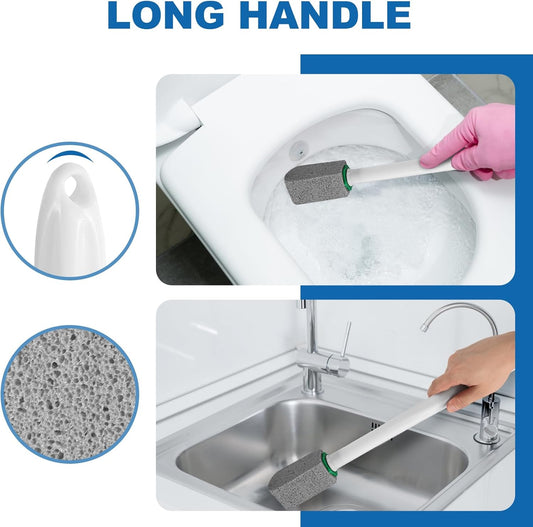 Pumice Stone Toilet Bowl Cleaner with Handle, 1 Wand + 6 Pumice Stones, Clean Hard Water Stains and Rust, V1258-DP02-WO-177