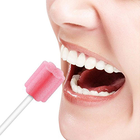 100PCS Disposable Mouth Swabs Sponge - Unflavored, Sterile Oral Swabs Dental Swabsticks for Mouth Cleaning V1258-DP02-WO-179