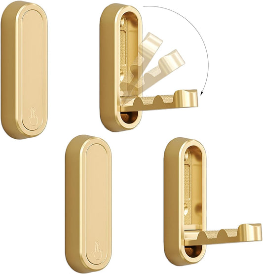 4PCS Folding Coat Hooks, Heavy Duty Wall Hooks Made of Zinc Alloy, Foldable Gold Wall Hooks for Hanging V1258-DP02-WO-187