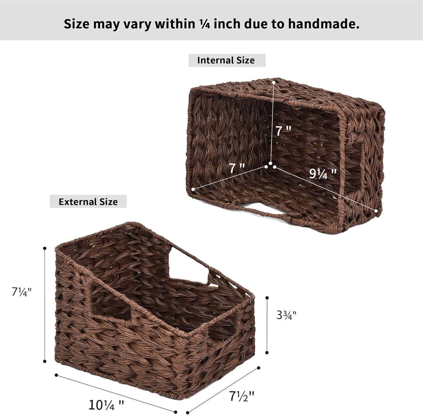 Wicker Storage Baskets, Waterproof Wicker Basket with Handles, Trapezoid Woven Storage Bins for Organizing, V1258-DP02-WO-190