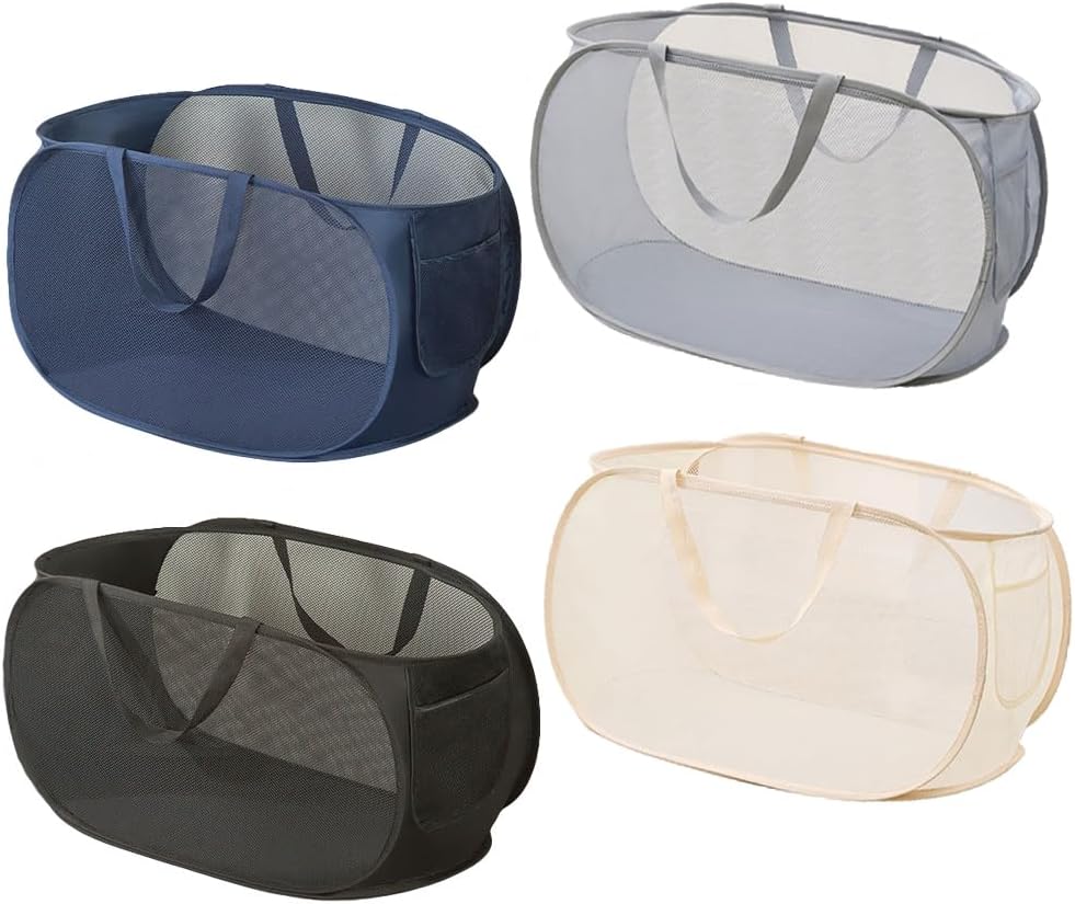 4 Pcs Collapsible Laundry Baskets, Opening Laundry Hamper, Foldable Laundry Basket, Dirty Clothes Basket for V1258-DP02-WO-197
