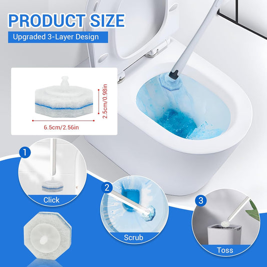 50PC Toilet Bowl Wand Refills, Disposable Toilet Brush Heads, Wall Mounted Scrubber Refill, Cleaner Refill V1258-DP02-WO-199