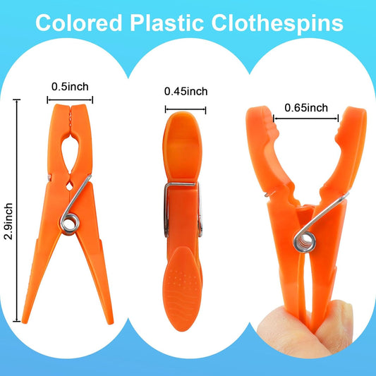 Clothes Pins,48 Pack Colored Plastic Clothespins, Clothes Pins Heavy Duty Outdoor, Non-Slip Laundry Clips for V1258-DP02-WO-20
