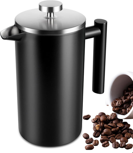 34 OZ Large French Press, Premium Stainless Steel Sturdy Insulated French Press Coffee Maker, 4-8 Cups French V1258-DP02-WO-201