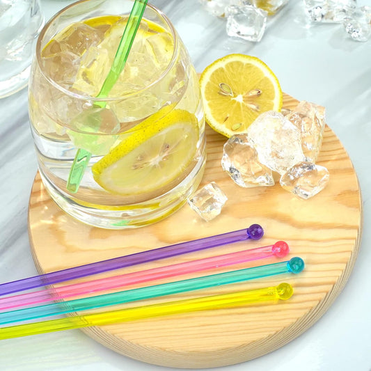 100-PCS 5 Colol Plastic Swizzle Sticks, Crystal Cake Pops, Cocktail Coffee Drink Stirrers, Stir Sticks, 7.24 V1258-DP02-WO-207
