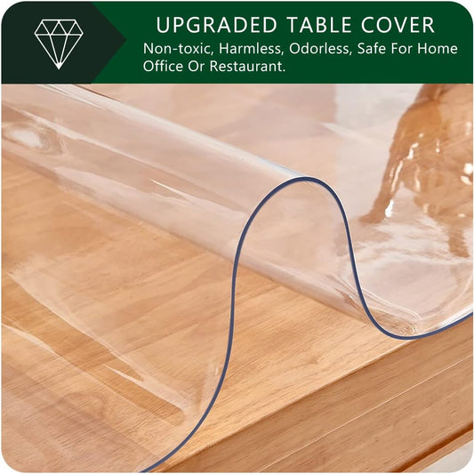 Upgraded 12x24 Inch Clear Plastic Dining Table Cover Protector PVC Vinyl Heat Resistant Tablecloth for Wood V1258-DP02-WO-21