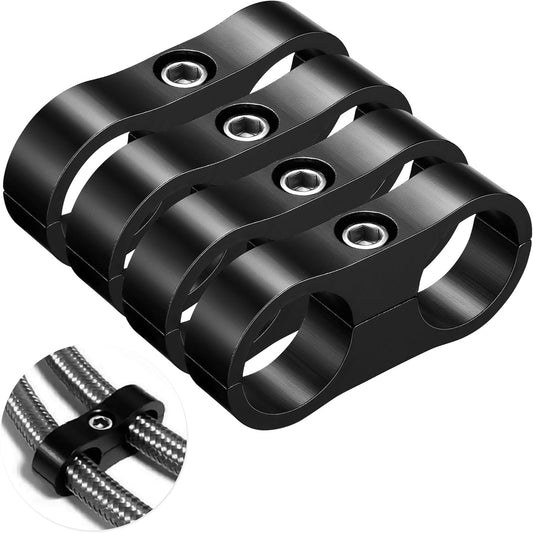-12AN Hose Separator Clamp - Fuel line Mounting Clamps, 4Pcs/Pack Black Aluminum Hose Fitting Adapter, Great V1258-DP02-WO-224