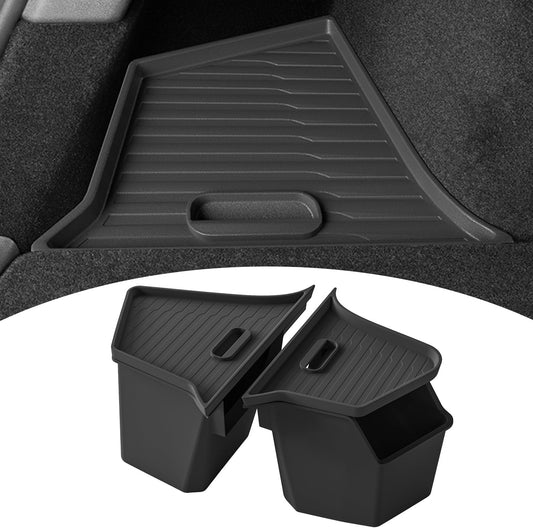 New 2025 2026 Model Y Juniper Rear Trunk Storage Bins with Lids 2PCS Refresh Model Y Rear Trunk Storage Box V1258-DP02-WO-225