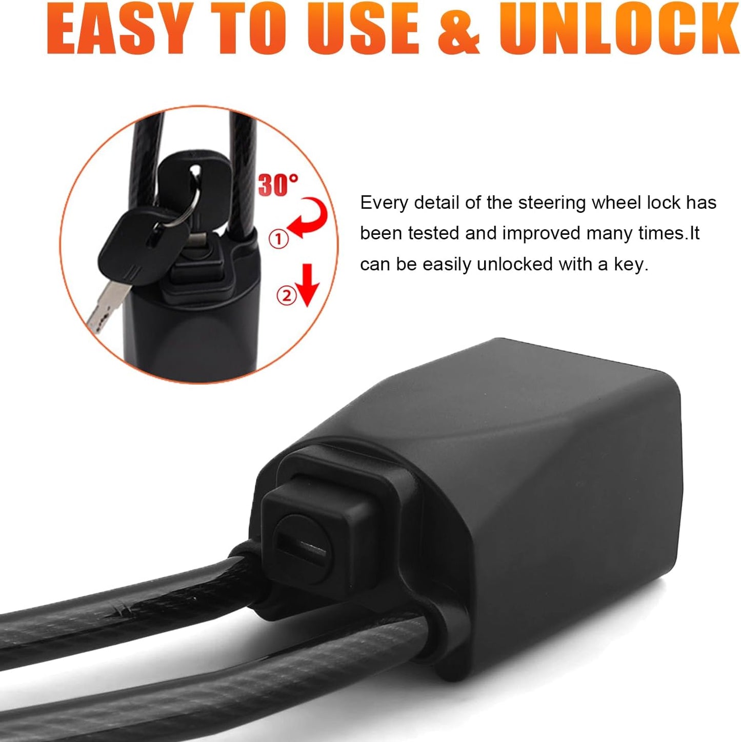 DualGuard Car Steering Wheel & Seat Belt Lock - 17" Universal Anti-Theft Device for Vehicles, SUVs, Golf V1258-DP02-WO-229