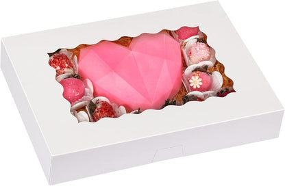 40pcs Cookie Boxes, 14x10x2.5 Inch Auto-Popup Bakery Boxes with Window, for Donuts, Pies, Cakes, Muffins, and V1258-DP02-WO-231