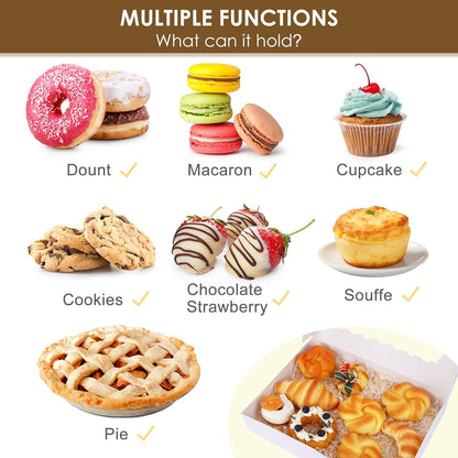 40pcs Cookie Boxes, 14x10x2.5 Inch Auto-Popup Bakery Boxes with Window, for Donuts, Pies, Cakes, Muffins, and V1258-DP02-WO-231