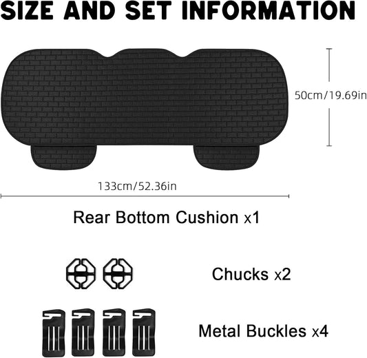 Black Back Seat Cover, Rear Car Seat Cover for Cars Truck SUV,Seat Covers with Storage Pocket,Bottom Auto V1258-DP02-WO-237