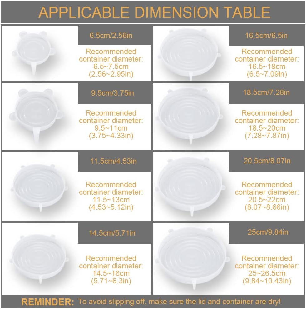 4 Pack Same Size Silicone Stretch Lids, Thicker Reusable Sturdy Silicone Container Cover, Expandable Food V1258-DP02-WO-24