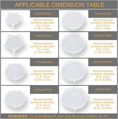 4 Pack Same Size Silicone Stretch Lids, Thicker Reusable Sturdy Silicone Container Cover, Expandable Food V1258-DP02-WO-24