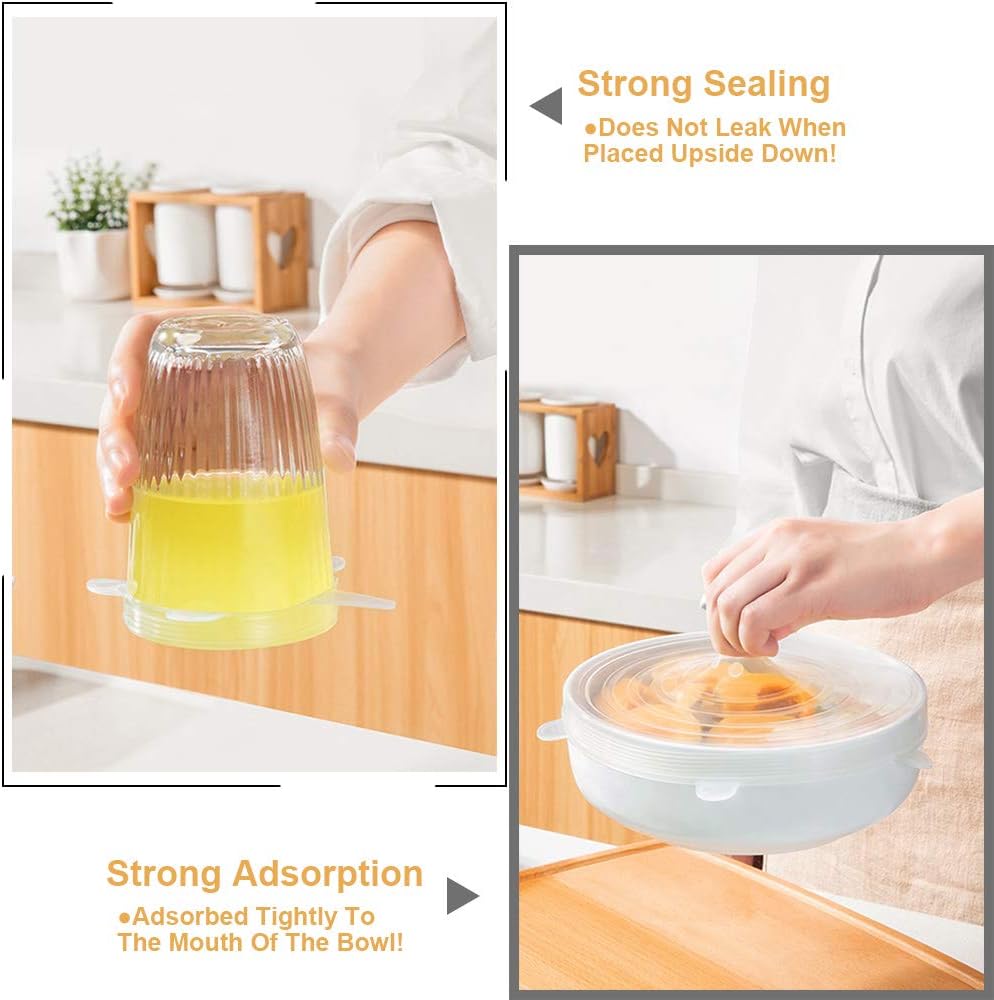 4 Pack Same Size Silicone Stretch Lids, Thicker Reusable Sturdy Silicone Container Cover, Expandable Food V1258-DP02-WO-24