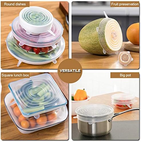 4 Pack Same Size Silicone Stretch Lids, Thicker Reusable Sturdy Silicone Container Cover, Expandable Food V1258-DP02-WO-24