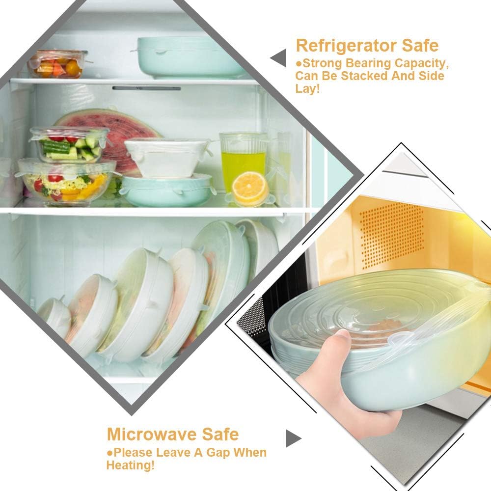 4 Pack Same Size Silicone Stretch Lids, Thicker Reusable Sturdy Silicone Container Cover, Expandable Food V1258-DP02-WO-24