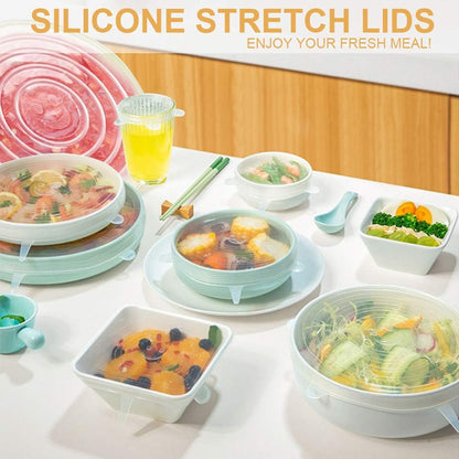 4 Pack Same Size Silicone Stretch Lids, Thicker Reusable Sturdy Silicone Container Cover, Expandable Food V1258-DP02-WO-24