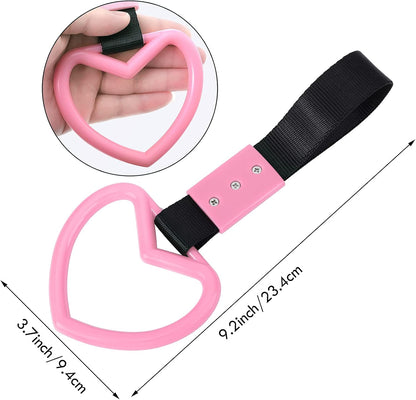 2 Pieces Heart Shaped Car Handle Straps Drift Charm Rear Bumper Warning Ring Decor Subway Bus Broken Heart V1258-DP02-WO-242