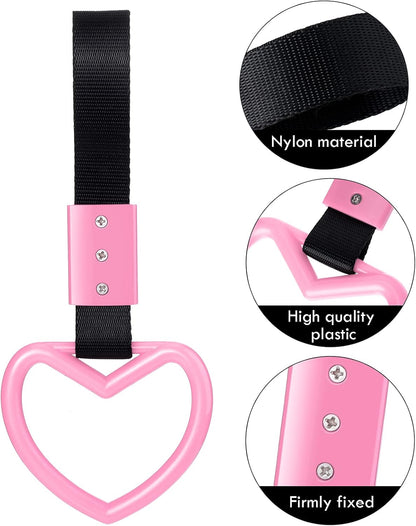 2 Pieces Heart Shaped Car Handle Straps Drift Charm Rear Bumper Warning Ring Decor Subway Bus Broken Heart V1258-DP02-WO-242
