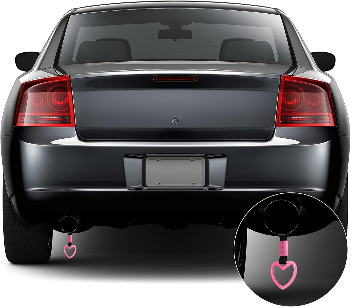 2 Pieces Heart Shaped Car Handle Straps Drift Charm Rear Bumper Warning Ring Decor Subway Bus Broken Heart V1258-DP02-WO-242