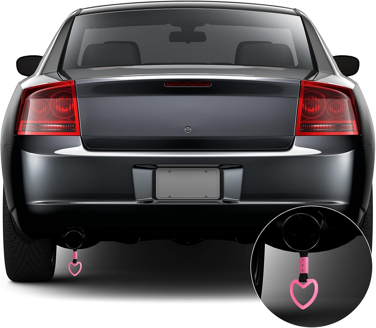 2 Pieces Heart Shaped Car Handle Straps Drift Charm Rear Bumper Warning Ring Decor Subway Bus Broken Heart V1258-DP02-WO-242