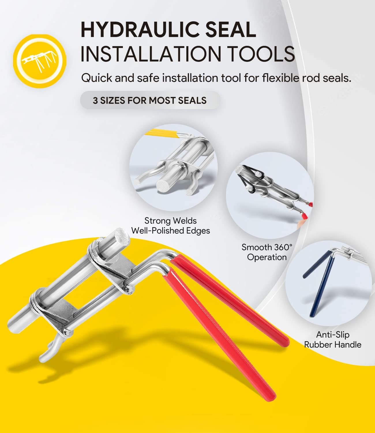 3 Pack Hydraulic Seal Installation Tools, Hydraulic Cylinder Piston Repair Seal Kit, U-Cup Rod Seal V1258-DP02-WO-244